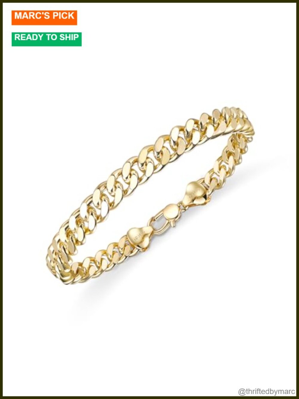 7mm Gold Cuban Link Chain Bracelet 14K Gold Plated Hypoallergenic Jewelry Gift